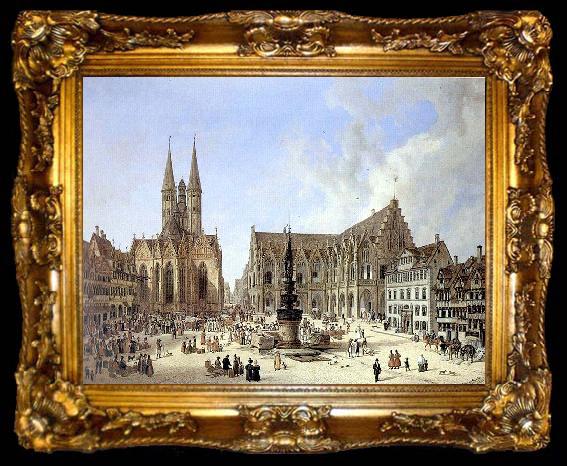 framed  Domenico Quaglio Domenico Quaglio Braunschweig Altstadtmarkt 1834, ta009-2